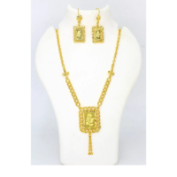 Boucles d'oreilles en laiton plaqué or pour femmes pakistanaises Collier chaîne Zircon pour mariage fête fiançailles anniversaire Islam cadeau
