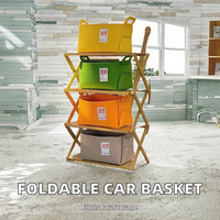 Panier de rangement miniature en feutre rectangulaire pliable, durable et écologique avec poignée pour le rangement des vêtements et du linge, emballé en promotion