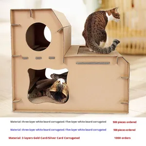 Wear-resistant Breathable Sustainable Foldable <strong>Cat</strong> Nest Corrugated Paper Box Four Seasons Universal Indoor Pet <strong>Cage</strong> 50 lb - Product Image 4