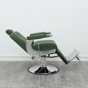 Kursi Potong Rambut <span class=keywords><strong>Salon</strong></span> Mewah Kulit Hijau Heavy-Duty Custom Modern dengan Rangka Stainless Steel dan Kursi untuk Toko Tata Rambut - Product Image 3