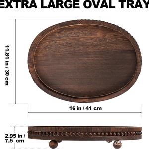 Wooden Beaded <b>Tray</b> Round Solid Wood <b>Storage</b> <b>Tray</b> With Feet For Home Decor Coffee Shop Use - Product Image 4