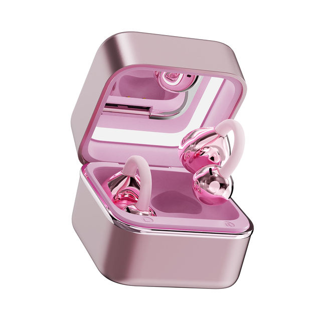 Wireless TWS Earbuds with Jewelry Box Design LED Battery Indicator Mini Pocket Makeup Mirror Comfortable Ear Style