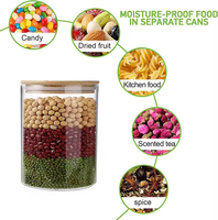 Récipient de stockage alimentaire pour cuisine, pot à épices en verre borosilicate de haute qualité avec couvercle en bambou, empilable, hermétique, léger et écologique