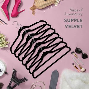Cheap Factory <strong>Velvet</strong> Hangers Black Non-Slip Strong and Flexible Design for <strong>Coats</strong> Jackets Pants &amp; Dress Clothes - Product Image 6