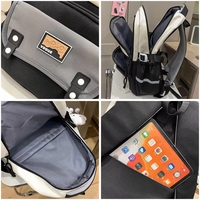 Sac à dos scolaire Kawaii bicolore, multi-compartiments, léger en nylon, personnalisable OEM pour filles, usage quotidien sur le campus
