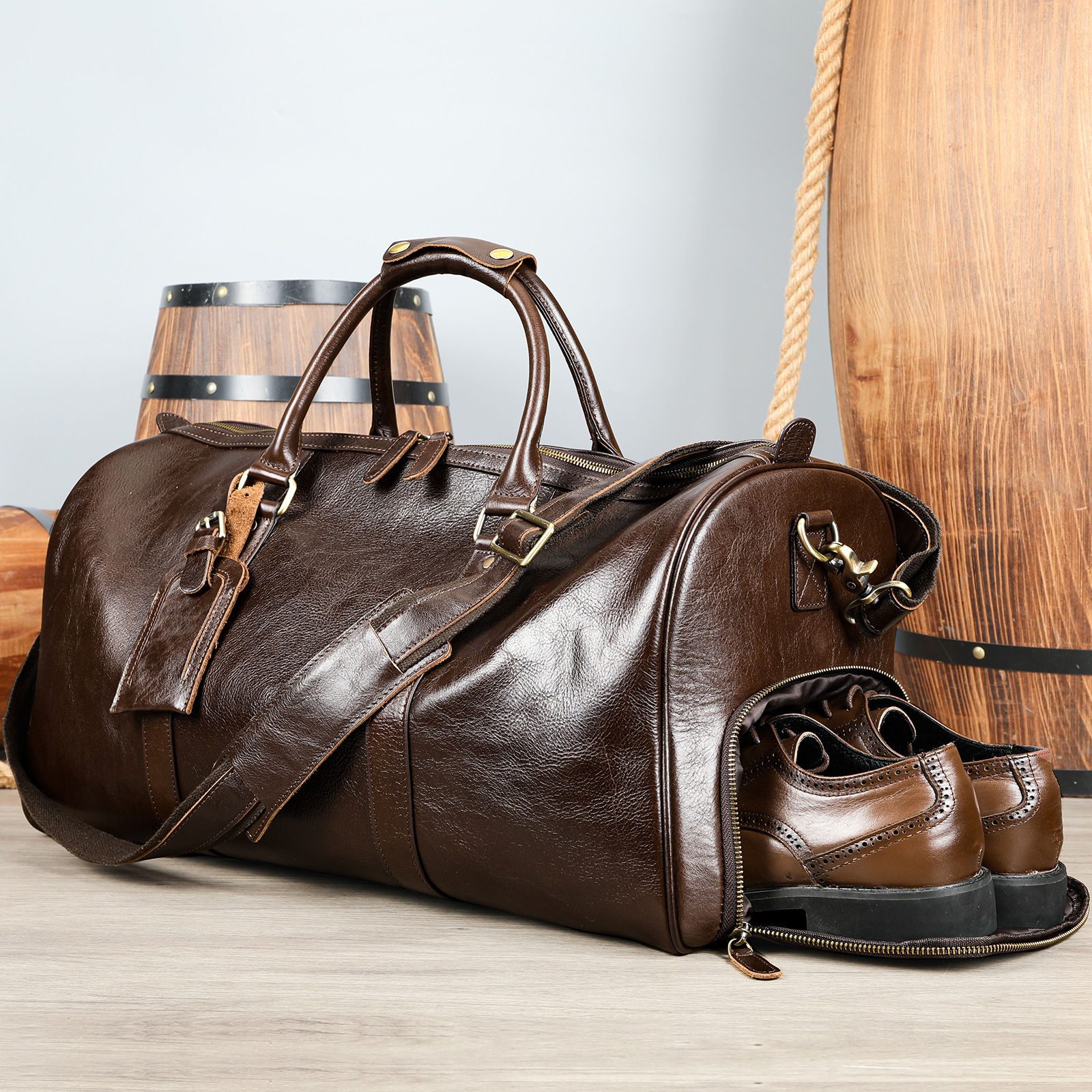 6020 café en cuir à tannage végétal