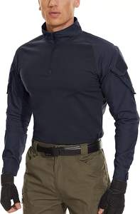 Camisas Utilitarias para Hombre, Manga Larga con Cierre de 1/<span class=keywords><strong>4</strong></span>, con Bolsillos, Ropa Casual de Trabajo - Product Image 4