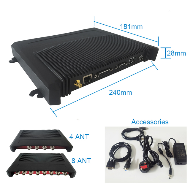 UHF Fixed Reader 860-960MHz 4 Port RFID Reader Module ISO18000-6C Long Range R2000 LED Label Light UHF RFID Reader for Logistic