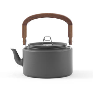Bouilloire d'extérieur en alliage d'aluminium de 1,2 L avec poignée en bois, théière légère et portable pour le camping, la randonnée et le barbecue - Product Image 5