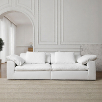 Canapé modulaire moderne en forme de nuage, assise profonde, revêtement en lin, canapé sectionnel pour salon, canapé en boîte pour appartement