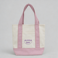 Sac fourre-tout en toile miniatures réutilisables avec logo brodé personnalisé, couleurs assorties, sacs à main en toile de coton couleur bonbon pour cadeaux