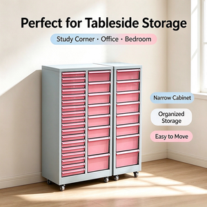 Meuble de rangement mobile multi-tiroirs avec roulettes, organiseur de fichiers de bureau, unité de rangement à tiroirs pour le bureau, l'étude et les fournitures de bureau - Product Image 4