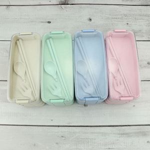 Wheat Straw Grade Material Leak Proof 3 Layer Container Food Plastic Bento Student Lunch <b>Box</b> With Spoon and Fork - Product Image 4