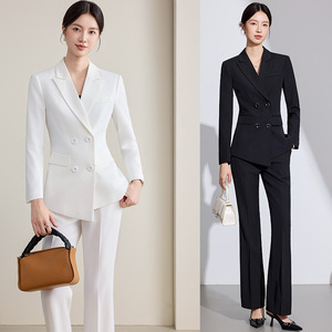 Women's Red Suit Set Three Quarter Sleeve Formal Work Wear Anti-Wrinkle Worsted Fabric Commute Style - Product Image 2