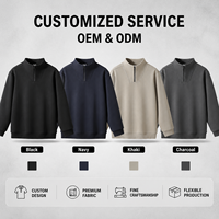 Sweat-shirt pull vintage en coton tricoté, coupe ample, col en V, demi-zip, teint en pièce, 300g, design uni, pour homme