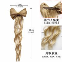 Pince à cheveux sirène demi-attachée avec nœud pour femme, style européen et américain, en fibre résistante à la chaleur, pour cheveux longs bouclés, pince à griffes