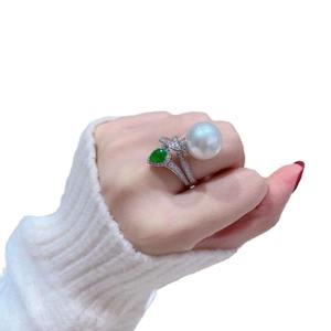 Light Luxury Style S925 Pure Silver Natural Pearl Ring 12-13 MM Round Slightly Flawed Perfect Spring Summer Gift - Product Image 5