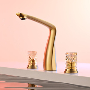 Brass 3 Hole Widespread Bathroom Basin Faucet Taps with 2 <strong>Crystal</strong> Handles - Product Image 4