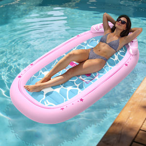 Matelas <span class=keywords><strong>flottant</strong></span> gonflable pour sports nautiques, transat de piscine en PVC écologique avec dossier pour bronzer - Product Image 1