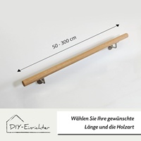 Massives Eichenholz-Geländer 42mm Durchmesser Wandmontiert Rutschfest für Innentreppen (300cm Länge Hergestellt in China)