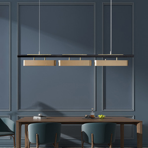 Luminaire suspendu LED design minimaliste moderne, long, en acier inoxydable, luxueux, pour salle d'exposition, comptoir de bar, lustres, lampes suspendues - Product Image 1