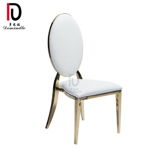 Nuova <span class=keywords><strong>Sedia</strong></span> da Matrimonio <span class=keywords><strong>Chic</strong></span> con Schienale Alto Ovale in Acciaio Inossidabile Titanio Dorato - Product Image 2