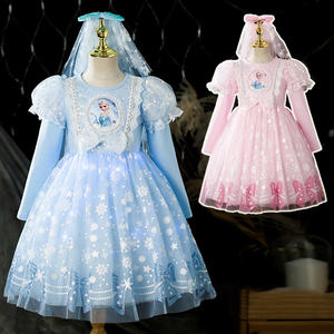 YX2672 تصميم جديد الأميرة المجمدة إلسا تول فستان أطفال قماش أزور لمعان تعويض - Product Image 5