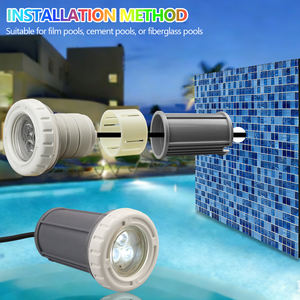 Lampe LED submersible encastrée pour <span class=keywords><strong>piscine</strong></span> et spa, 3x3W, 9W, mini D90mm, RGB, télécommande RF, en plastique - Product Image 4