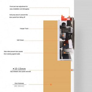 WEKIS - Amortisseur de porte coulissante invisible en acier durable, rail de glissement bidirectionnel pour cuisine, chambre, salle de bain - Product Image 5