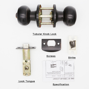 <span class=keywords><strong>Cerradura</strong></span> de perilla para puerta de baño, <span class=keywords><strong>sin</strong></span> <span class=keywords><strong>llave</strong></span>, redonda, Tubular, negra, cilíndrica - Product Image 5