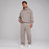 Ensemble de sweats à capuche à épaules tombantes en molleton French Terry, style streetwear, personnalisé ODM, fournisseur de vêtements sportifs tendance, coupe large vintage couleur sable