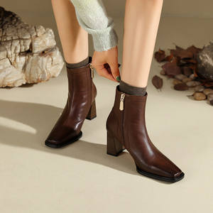 Botas de Nieve Modernas y Versátiles de Media Pantorrilla para Mujer, con Tacón Alto, Cierre Deslizante, Forro de Piel, Otoño Invierno - Product Image 6