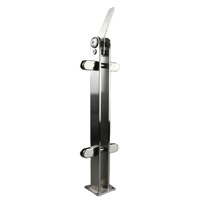Poteau de balustrade en verre en acier inoxydable SUS304, finition brossée, pour balcon intérieur, support de main courante d'escalier