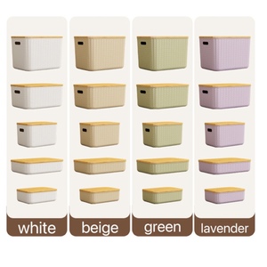 Sự Lựa Chọn Vui Vẻ Tre Bìa Hộ Gia Đình Nhựa Lưu Trữ Hộp Trang Điểm Quần Áo Đồ Chơi Lưu Trữ Hộp Với Xử Lý Stackable Lưu Trữ Giỏ - Product Image 2