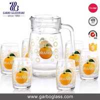 Ensemble de verrerie écologique Hi-key 7 pièces : Pichet à boisson 1 pièce, 6 verres, ensemble pour jus de citron