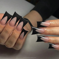 Lot de faux ongles et orteils en acrylique faits à la main, forme canard, à presser, avec pointe large évasée, pour manucure et pédicure femme