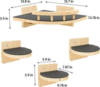 Ensemble de 4 étagères murales et perchoirs pour chats en bois massif, escaliers flottants robustes de 15 lb avec tapis pour petits chats