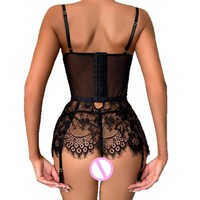 Vêtements de nuit sexy en dentelle, robe de nuit transparente, mini-robe de nuit extrêmement sexy et string sexy, robes courtes fantaisie