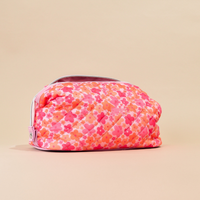 Sac de voyage matelassé extensible en polyester résistant à l'eau avec fermeture éclair, grande capacité, motif floral personnalisé, pour femmes, idéal pour le maquillage