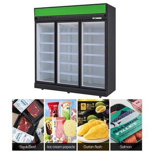 Thương mại thẳng đứng tủ lạnh công suất lớn đóng băng hiển thị tủ lạnh cửa kính cho bít tết cá hồi ba thiết bị làm lạnh - Product Image 3
