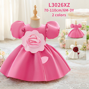Nuovo arrivo principessa o-collo formale abiti da festa tinta unita al ginocchio Chiffon di compleanno per bambine Appliques <span class=keywords><strong>bambini</strong></span> - Product Image 1