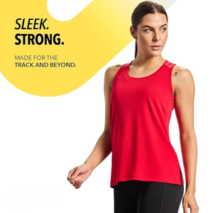 Camiseta deportiva roja para mujer, transpirable, de secado rápido, para entrenamiento, gimnasio, sin mangas, ropa deportiva activa. - Product Image 6