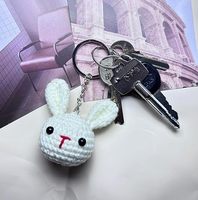 Porte-clés animaux en crochet tricoté à la main, mini-poupées Amigurumi, breloques mignonnes : poulet, grenouille, vache, ours, lapin, lion