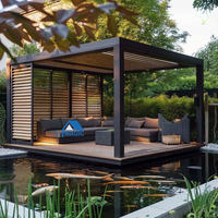 Pergola extérieure imperméable avec auvent électrique, parasol bioclimatique, gazebo de jardin, pavillon en aluminium, pergola à toit à lames orientables