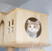 Vente chaude Écologique Solide Motif En Bois Chat Lit Escalade Cadre Mur Hamac Monté Coton Remplissage pour un Sommeil Confortable