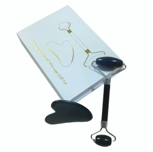 custom logo customization packaging natural <b>jade</b> obsidian gua sha <b>roller</b> face massage tools Spa Gift Box - Product Image 1