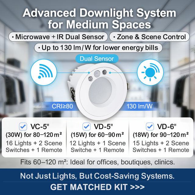 Amelech Human Centric LED Downlight Solutions with Constant Lux Maintenance and 80% Energy Saving for Display Cabinet Lighting