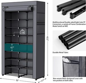 Custom Drop Front <b>Shoe</b> <b>Storage</b> Rack Clothing Organizer Stackable Modern Design Washable for Living Room Use Made Durable Fabric - Product Image 2