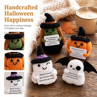 Poupées Amigurumi au Crochet Faits Main Personnalisées, Thème Halloween Tueur de Terror et Grim Reaper, pour Soutien Émotionnel, Ornements et Jouets avec Étiquette Positive