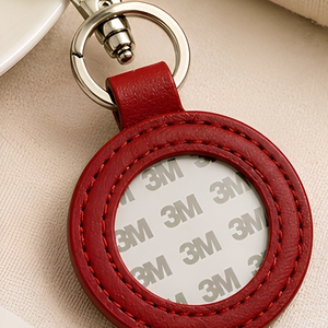 Porte-clés de luxe en alliage de zinc et cuir, avec autocollant 3M, en cuir à finition auto-adhésive, porte-clés rond DIY, cadeau artisanal personnalisé - Product Image 3